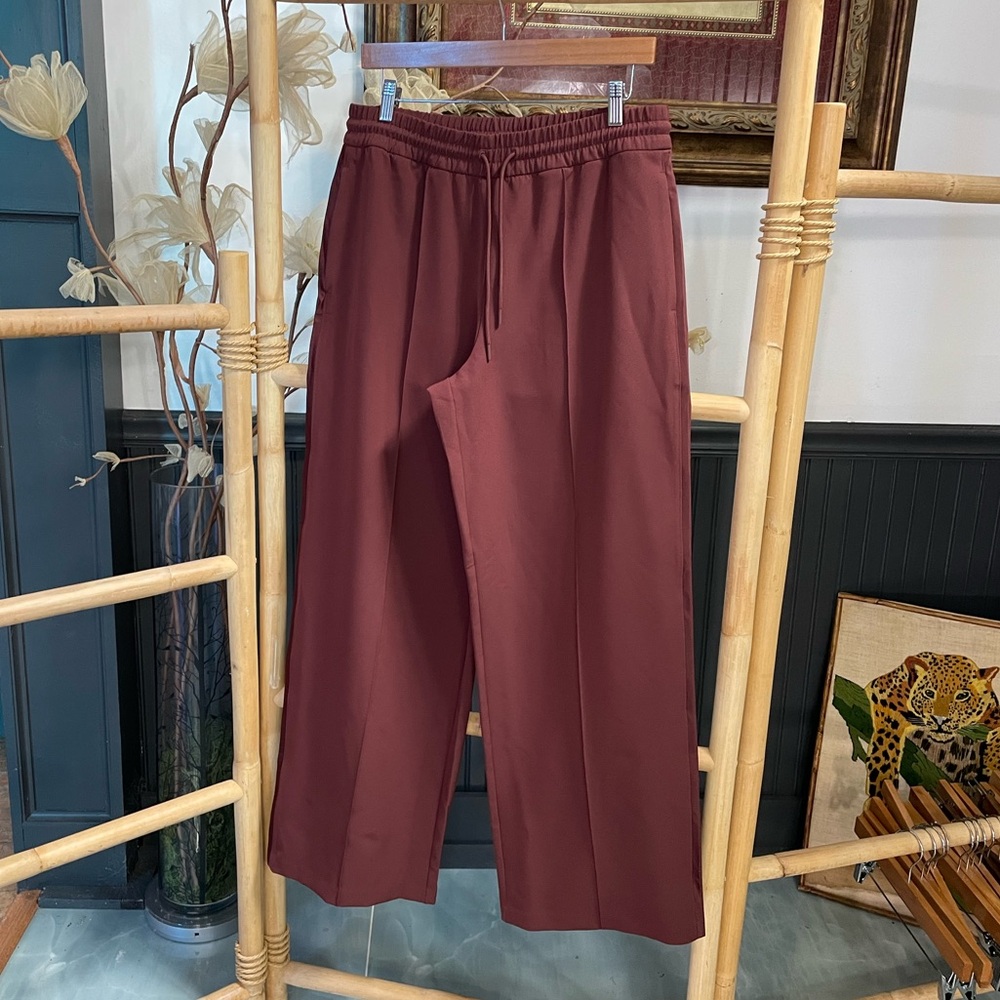 Athleta Endeavor High Rise Relaxed Pant Cherrywood Wide Leg - Sz Med ๐๐ - Picture 5 of 14